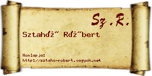 Sztahó Róbert névjegykártya